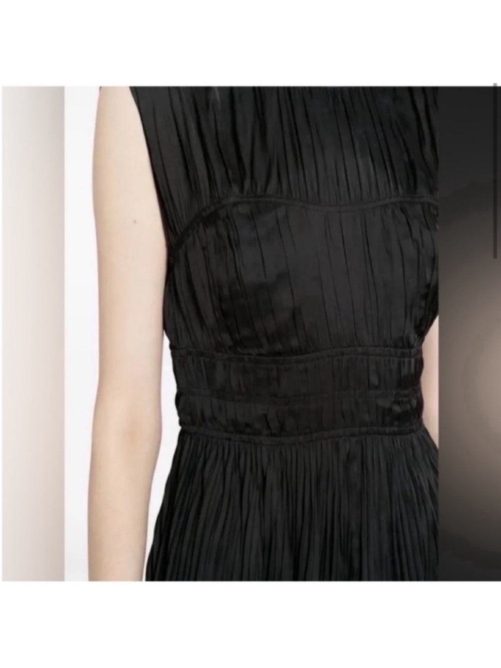 Ulla Johnson Delia plissé Black satin gown dress NWT size 10 - Picture 8 of 11